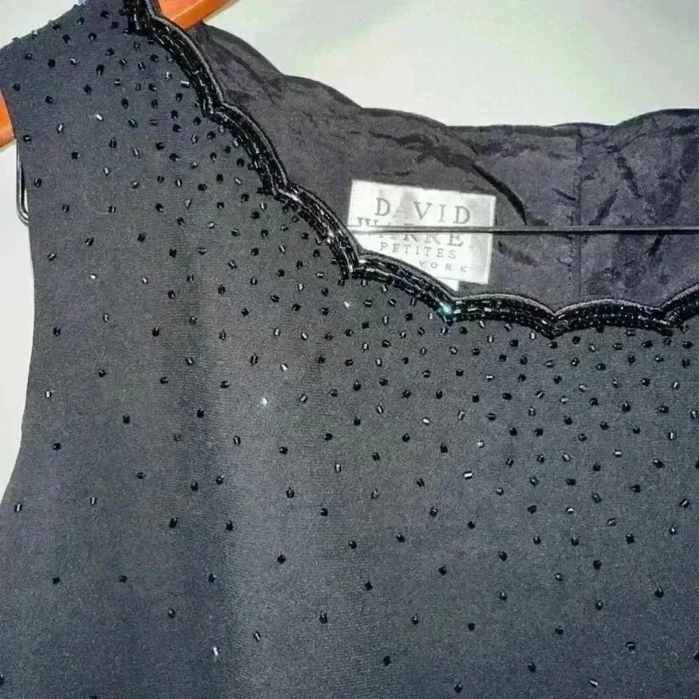 Vintage 90’s David Warren Black Tank with Sequins Top / Petite New York / 12P - Picture 5 of 12